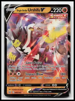 Single Strike Urshifu V 085/163 Ultra Rare SWSH05: Battle Styles Pokemon Card - Image 1