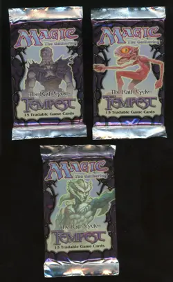 1997 MTG Magic the Gathering Tempest Three (3) Booster Packs Factor Sealed - Image 1