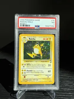 2000 Pokemon Base 2 Unlimited #16 Raichu HOLO PSA 7 NM - Image 1
