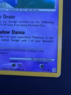 2007 Pokemon Diamond & Pearl Base Set Gengar 27/130 Regular Non-Holo Rare MP - Image 3