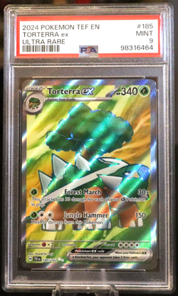 2024 Pokemon TCG Temporal Forces #185 Torterra ex Ultra Rare PSA Mint 9 - Image 1