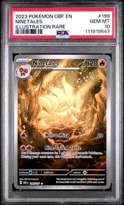 2023 POKEMON OBF EN-OBSIDIAN FLAMES ILLUSTRATION RARE #199 NINETALES PSA 10 - Image 1
