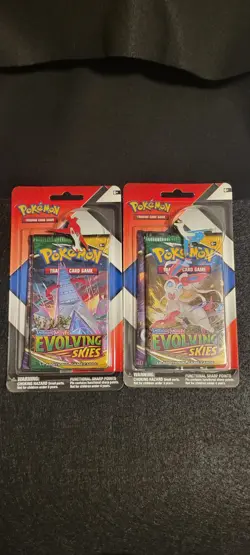 2x Pokemon Evolving Skies & Chilling Reign 2 Pack Blisters & Pins SEALED Lot A - Image 1