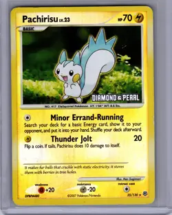 Pokemon Diamond and Pearl #35/130 Pachirisu Reverse Holo Stamped Heavily played - Image 1