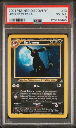 2001 POKEMON NEO DISCOVERY #13 UMBREON-HOLO PSA 8 - Image 1