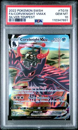 2022 POKEMON SWORD & SHIELD SILVER TEMPEST FULL ART/CORVIKNIGHT VMAX PSA 10 - Image 1