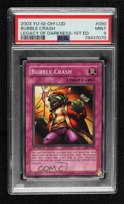 Bubble Crash 1st Ed. YuGiOh Legacy of Darkness PSA 9 MINT 2003 - Image 1