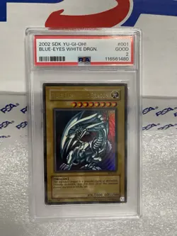 2002 SDK YU-GI-OH! BLUE-EYES WHITE DRGN Holo #001 GOOD Graded PSA 2 - Image 1