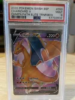 CharizardV Champions Path Promo Card SWSH050 Holo PSA 9 - Image 1