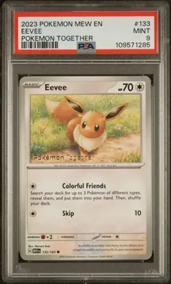 Pokemon Eevee 2023 Together Stamp 151 Promo Card 133/165 PSA 9 NM/Mint - Image 1