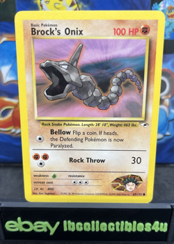 Brock's Onix 69/132 Pokemon Gym Heroes Unlimited LP Vintage Nintendo Card WOTC - Image 1