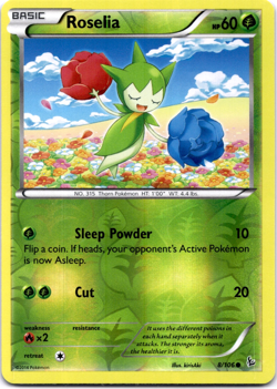 Pokemon TCG Roselia 8/106 Flashfire Reverse Holo Rare Near Mint - Image 1
