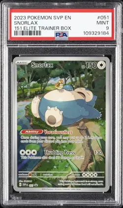 2023 POKEMON SVP EN-SV BLACK STAR PROMO 151 ELITE TRAINER BOX #051 SNORLAX PSA 9 - Image 1