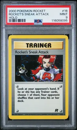 2000 Pokemon Rocket Rocket's Sneak Attack #16 Holo PSA 9 - Image 1
