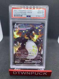 2021 POKEMON SWORD & SHIELD SHINING FATES #SV107 FULL ART/CHARIZARD VMAX PSA 10 - Image 1