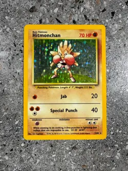 Pokemon TCG Cards Hitmonchan 7/102 Base Set Holo Rare LP-MP - Image 1