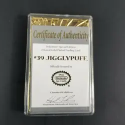 Pokemon 1999 BK Nintendo Collectible 24k Gold Plated JigglyPuff Card w COA +... - Image 3