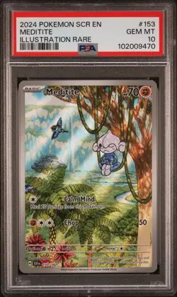MEDITITE 153/142 | PSA 10 | Stellar Crown Illustration Rare Graded Pokemon Card - Image 1