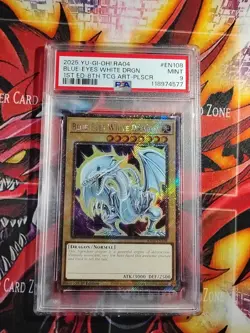 PSA 9 Yu-Gi-Oh! Blue-Eyes White Dragon Platinum Secret Rare Card RA04-EN108 - Image 1