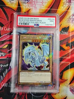 PSA 9 Yu-Gi-Oh! Blue-Eyes White Dragon Platinum Secret Rare Card RA04-EN108 - Image 3