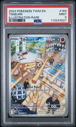 PSA 9 Timburr 183 Twilight Masquerade Pokemon Card Illustration Rare - Image 1