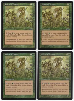 Priest of Titania x4 4x 1998 Urza's Saga PLAYSET Green Common Creature MTG NM A1 - Image 1