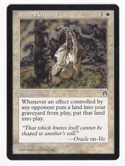 Sacred Ground White Rare Stronghold MTG NP Near Mint or Better - Image 1