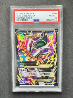 2015 POKEMON XY ROARING SKIES #100 FULL ART/M GALLADE EX PSA 8 - Image 1