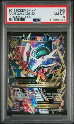2015 POKEMON XY ROARING SKIES #100 FULL ART/M GALLADE EX PSA 8 - Image 3