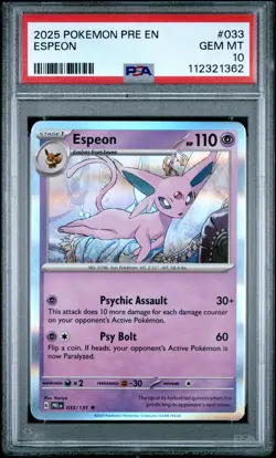 2025 POKEMON PRE EN-PRISMATIC EVOLUTIONS #033 ESPEON PSA 10 - Image 1