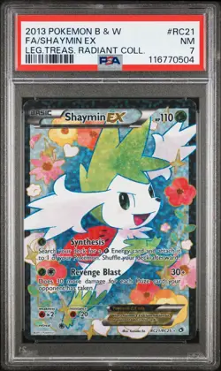PSA 7 2013 Pokemon Legendary Treasures Radiant Collection 21 Shaymin EX Full Art - Image 1