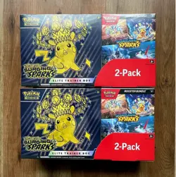 (2 BOXES) Pokemon Surging Sparks ETB + Booster Bundle Costco 2-pack - SEALED! - Image 1