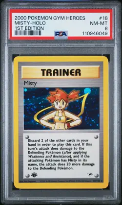 2000 POKEMON GYM HEROES 1ST ED #18 MISTY-HOLO PSA 8 - Image 1