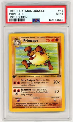 1999 Pokemon Jungle #43 Primeape 1st Edition PSA 9 - Image 1