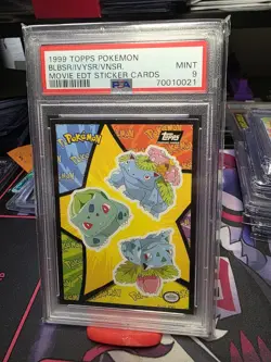 1999 Topps Pokemon First Movie Bulbasaur/Ivysaur/Venusaur Sticker PSA 9 - Image 1