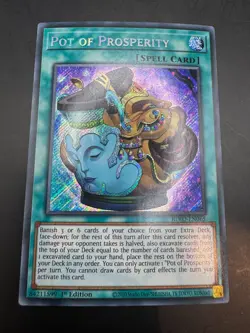 YUGIOH POT OF PROSPERITY SECRET RARE 1ST NM BLVO-EN065 - Image 1