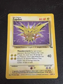 Vintage Zapdos 15/62 Holo Rare Fossil Set Pokemon Card NEAR MINT NM - Image 1
