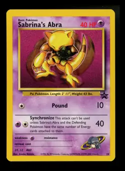 Sabrina's Abra 19 Black Star Promo 2000 Rare Pokemon Card TCG - Image 1
