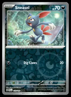 Sneasel 133/193 Pokemon Card Paldea Evolved Common 70 HP Rev Holo NM OI - Image 1