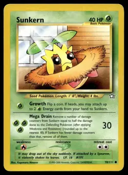 Sunkern 78/111 Pokemon Card Neo Genesis Common 40 HP Lightly Played FG - Image 1