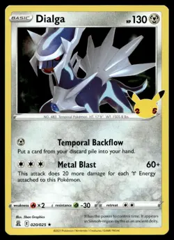 Dialga 20/25 Pokemon Card Celebrations Rare 130 HP Holo Lightly Played AA - Image 1