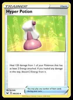 Hyper Potion 166/202 Pokemon Card Sword & Shield Uncommon Trainer LP C60 - Image 1
