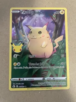 Pikachu 5/25 Pokemon Celebrations 25th Anniversary Base Set Full Art Card NM - Image 1