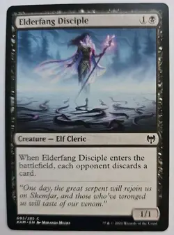 MTG Magic The Gathering Card Elderfang Disciple Creature Elf Cleric Black KHM - Image 1