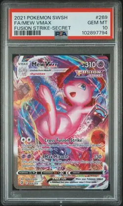 2021 POKEMON SWORD & SHIELD FUSION STRIKE SECRET #269 FULL ART/MEW VMAX PSA 10 - Image 1