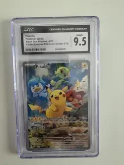 Pikachu 027 Paldea Evolved ETB Pokemon Center Promo CGC 9.5 - Image 4