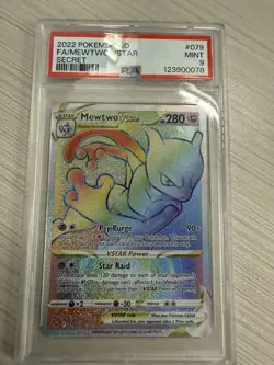 Mewtwo Rainbow Vstar 079/079 PSA Grade 9 Secret Rare Pokemon Go - Image 1