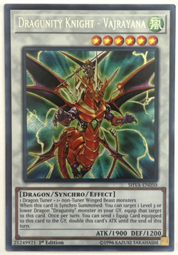 YuGiOh! Dragunity Knight - Vajrayana SHVA-EN050 1st Edition Secret Rare - Image 1