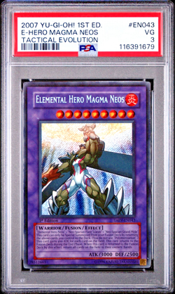 PSA 3 1ST EDITION TAEV-EN043 Elemental Hero Magma Neos Secret Rare 2007 Yugioh - Image 1
