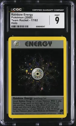 CGC 9 MINT Rainbow Energy 2000 Team Rocket 17/82 Holo SWIRL Pokemon Card - Image 1
